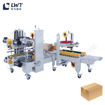 Máquina automática de sellado de cartón de una palabra combinada con una máquina automática de sellado de cartón de cuatro esquinas